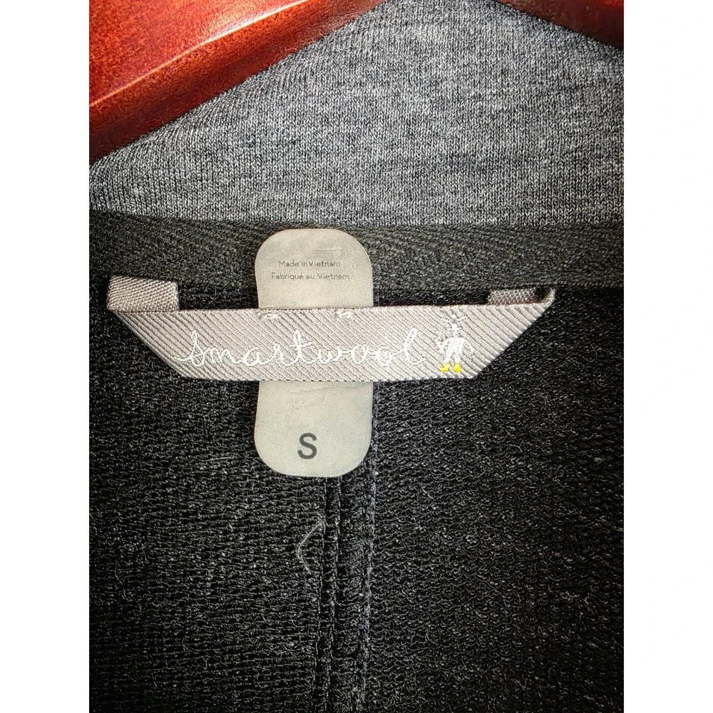 Smartwool Rabbit Ears Women's Gray Merino Wool Asymmetrical Collar Jacket Size S